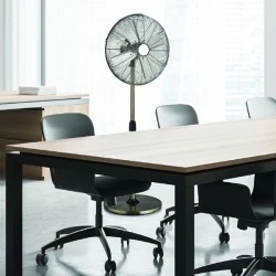 Ανεμιστήρας με ορθοστάτη Φ45cm 230V AC 60W 3 ταχύτητες μεταλλικός νίκελ με 4 ασημί πτερύγια ρυθμιζόμενος