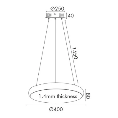 Κρεμαστό φωτιστικό LED 32W 2560L CCT με δυνατότητα επιλογής φωτισμού σε μαύρο χρώμα μεταλλικό D40xH8cm KALLISTA