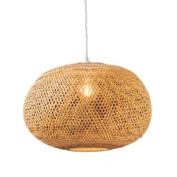 Κρεμαστό φωτιστικό SYMI μονόφωτο 230V AC 1x27 μπαμπού με διάσταση  D56xH35cm IP20