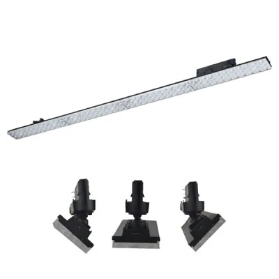 Φωτιστικό LED γραμμικό κινητό ράγας 230VAC 40W ενδιάμεσο φως 4000K 4 καλωδίων 90° 5600lm σε μαύρο χρώμα