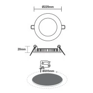Φωτιστικό PANEL LED χωνευτό λευκό στρόγγυλο 230VAC 18W ενδιάμεσο χρώμα φωτός 4000K 1800lm Φ220mm 