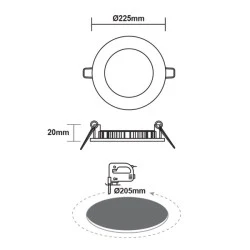 Φωτιστικό PANEL LED χωνευτό λευκό στρόγγυλο 230VAC 18W ενδιάμεσο χρώμα φωτός 4000K 1800lm Φ220mm 