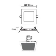 Φωτιστικό LED SLIM PANEL λευκό τετράγωνο 230VAC 18W ενδιάμεσο χρώμα φωτός 4000K 1800Lm 223x223mm 