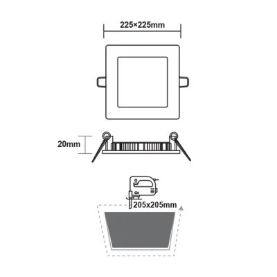 Φωτιστικό LED SLIM PANEL λευκό τετράγωνο 230VAC 18W ενδιάμεσο χρώμα φωτός 4000K 1800Lm 223x223mm Φωτιστικό LED SLIM PANEL λευκό τετράγωνο 230VAC 18W ενδιάμεσο χρώμα φωτός 4000K 1800Lm 223x223mm