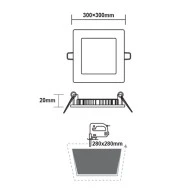 Φωτιστικό LED PANEL τετράγωνο λευκό χωνευτό 23W ενδιάμεσο χρώμα φωτός 4000K 2120Lm 300x300mm 