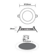 Φωτιστικό LED PANEL οροφής χωνευτό στρόγγυλο Φ100mm 230V 6W με ενδιάμεσο χρώμα φωτός 4000K 470lm σε λευκό χρώμα