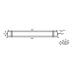 Βιομηχανικό φωτιστικό LED LUMINAIRE 230VAC 30W ψυχρό χρώμα φωτός 6500K 2750lm στεγανό IP66 με μήκος 65cm