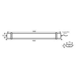 Φωτιστικό LED LUMINAIRE βιομηχανικού τύπου 230VAC 70W ψυχρό χρώμα φωτός 6500K 7000lm IP66 με μήκος 156.2cm