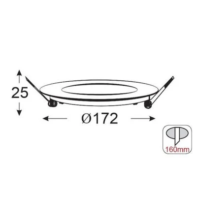  LED Slim Panel στρογγυλό χωνευτό 14W ψυχρό φως 6000K 1150lm Νίκελ Ματ 120° 230V