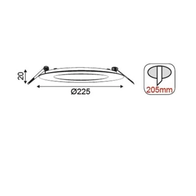 LED Panel Slim Χωνευτό Στρογγυλό 20W θερμό φως 3000K 1440lm IP44 Νίκελ Ματ