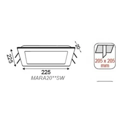 LED Panel Slim Χωνευτό Τετράγωνο 20W ενδιάμεσο φως 4000K 1460lm IP44 