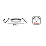 LED Panel Slim Χωνευτό Στρογγυλό 8W θερμό φως  3000K 490lm IP44 Νίκελ ματ
