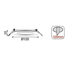LED Panel Slim Χωνευτό Στρογγυλό 8W θερμό φως  3000K 490lm IP44 Νίκελ ματ