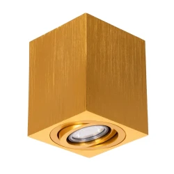 Φωτιστικό downlight σποτ kelvo® AKIRA για λάμπα MR16 με ντουί GU10 μονόφωτο επιφανειακό AC 220-240V IP20 χρυσό βούρτσας 8x8x10cm