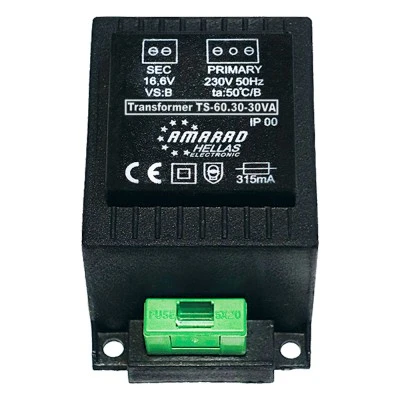 Μετασχηματιστής TS-6030 16.6V 30VA για συστήματα ασφαλείας-πυρανίχνευσης πακτωμένος Μετασχηματιστής TS-6030 16.6V 30VA για συστήματα ασφαλείας-πυρανίχνευσης πακτωμένος