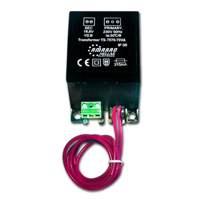 Μετασχηματιστής TS-7570 C16.6V 70VA για συστήματα ασφαλείας-πυρανίχνευσης πακτωμένος 