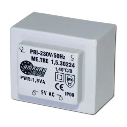 Πακτωμένος μετασχηματιστής TRM-090-15 9V AC 1.5VA