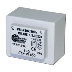 Πακτωμένος μετασχηματιστής TRM-212-21-2 2X12V AC 2,1VA Πακτωμένος μετασχηματιστής TRM-212-21-2 2X12V AC 2,1VA