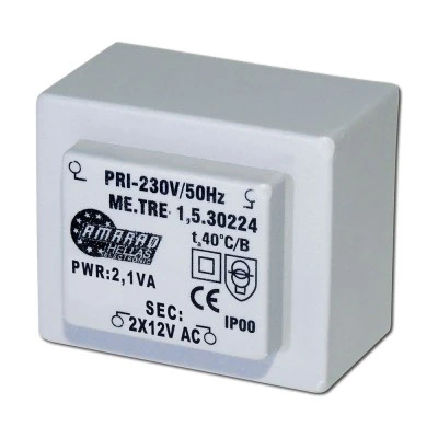 Πακτωμένος μετασχηματιστής TRM-212-21-2 2X12V AC 2,1VA