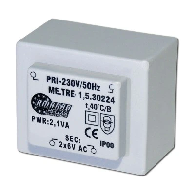 Πακτωμένος μετασχηματιστής TRM-060-21-2 2X6V AC 2,1VA