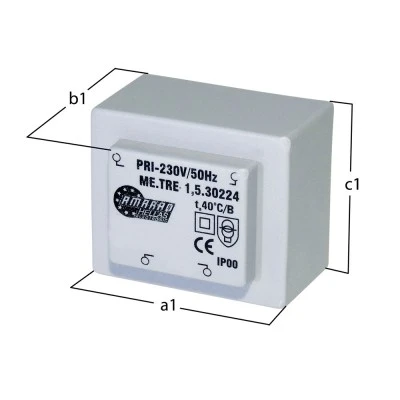 Πακτωμένος μετασχηματιστής TRM-090-15-2 2X9V AC 1,5VA