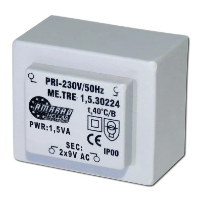 Πακτωμένος μετασχηματιστής TRM-090-15-2 2X9V AC 1,5VA