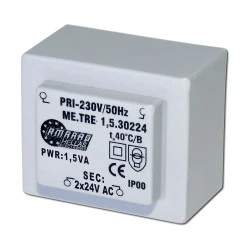Πακτωμένος μετασχηματιστής TRM-240-15-2 2X24V AC 1.5VA