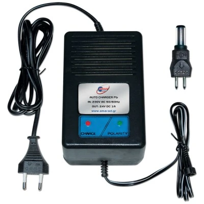Αυτόματος φορτιστής μπαταριών 24V 1A 24-C01 για μπαταρίες μολύβδου LEAD-ACID 10Ah 160x80x70mm