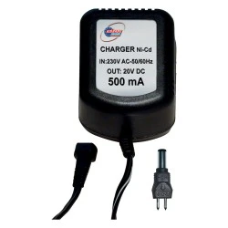 Φορτιστής μπαταριών Ni-Cd 20VDC 500mA 230V AC 50/60 Hz 100x60x50mm