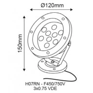 Led φωτιστικό συντριβανιού 6W 12V AC χρωματιστό RGB RF δέσμης 60° στεγανό IP68 30000hrs
