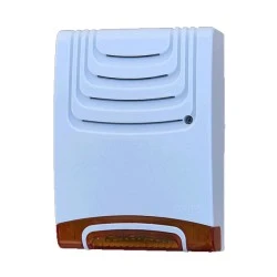 Εξωτερική σειρήνα μεγάφωνου 120db/1m 10-15V DC λευκό χρώμα με πορτοκαλί φάρο AR-303