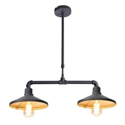 Κρεμαστό φωτιστικό 2ΧΕ27 63x22xh92cm μεταλλικό σε μαύρο και χρυσό