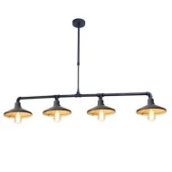 Κρεμαστό φωτιστικό PIPE 4xΕ27 130x22xh92cm μεταλλικό μαύρο και χρυσό