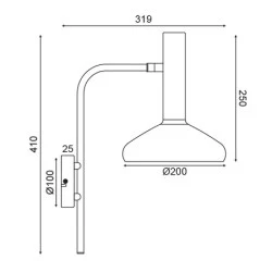 Επίτοιχο φωτιστικό SHERLOCK 32x20x41cm με 1 ντουί Ε27 ορειχάλκινο και μαύρο