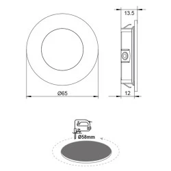 Led σποτ χωνευτό στρόγγυλο νίκελ ματ 2W 230V AC ενδιάμεσο φως 4000k 160lm δέσμης 100° 30000h