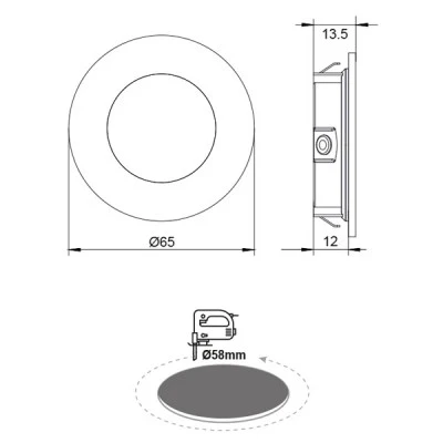 Led σποτ χωνευτό στρόγγυλο νίκελ ματ 2W 230V AC θερμό φως 3000k 155lm δέσμης 100° 30000h