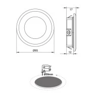 Led σποτ χωνευτό λευκό στρόγγυλο 2W 230V AC θερμό φως 3000k 155lm δέσμης 100° διάρκειας 30000h