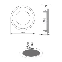 Led σποτ χωνευτό λευκό στρόγγυλο 2W 230V AC θερμό φως 3000k 155lm δέσμης 100° διάρκειας 30000h