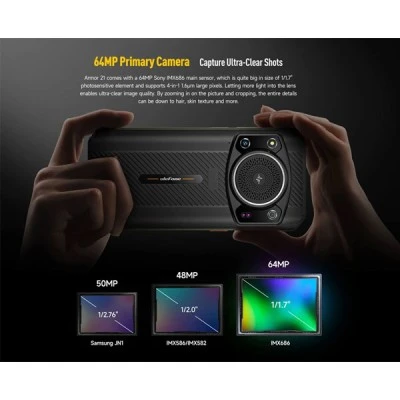 Smartphone ULEFONE Armor 21, 6.58" με ηχείο 3.5W & χωρητικότητα 8/256GB, 9600mAh σε μαύρο χρώμα Smartphone ULEFONE Armor 21, 6.58" με ηχείο 3.5W & χωρητικότητα 8/256GB, 9600mAh σε μαύρο χρώμα