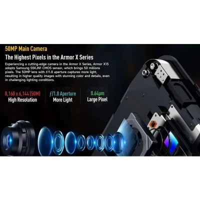 Smartphone ULEFONE  Armor X13, 6.52" με χωρητικότητα 6GB 64GB & μπαταρία 6320mAh, μαύρο