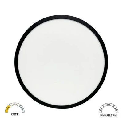 LED πλαφονιέρα οροφής PC με φωτισμό BACKLIT Φ283mm CCT 16-20-24W μαύρο χρώμα IP40 