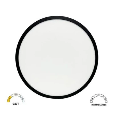 Led πλαφονιέρα στρόγγυλη μαύρο χρώμα PC με ανιχνευτή κίνησης Φ283mm CCT και διακόπτη επιλογής watt 16-20-24 IP40 