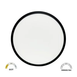 Πλαφονιέρα LED μαύρο χρώμα PC με φωτισμό BACKLIT Φ383mm και δυνατότητα επιλογής φωτός CCT 24-28-32W IP40 