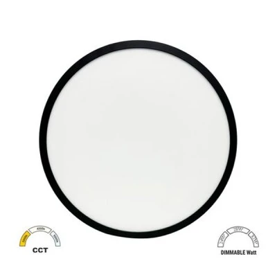 Πλαφονιέρα LED μαύρο χρώμα PC με φωτισμό BACKLIT Φ383mm και δυνατότητα επιλογής φωτός CCT 24-28-32W IP40 Πλαφονιέρα LED μαύρο χρώμα PC με φωτισμό BACKLIT Φ383mm και δυνατότητα επιλογής φωτός CCT 24-28-32W IP40