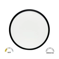 Στρόγγυλη Led πολυκαρμπονική(PC) πλαφονιέρα μαύρο χρώμα CCT με δυνατότητα επιλογής φωτισμού με διακόπτη IP40 
