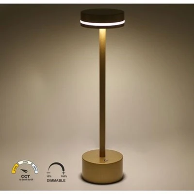 Πορτατίφ LED επαναφορτιζόμενο 2W με δυνατότητα επιλογής φωτισμού CCT και ντιμαριζόμενο σε χρυσό Πορτατίφ LED επαναφορτιζόμενο 2W με δυνατότητα επιλογής φωτισμού CCT και ντιμαριζόμενο σε χρυσό