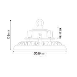 Καμπάνα LED HIGH BAY ASTREK DIM 1-10V 150W 22.500LM ψυχρό χρώμα φωτός 5000K 90° 230V AC IP65