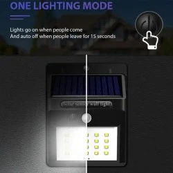 Επίτοιχο ηλιακό φωτιστικό LED με ανιχνευτή κίνησης 0,55W 4000Κ ενδιάμεσο φως σε μαύρο χρώμα