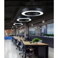 Μοντέρνο κρεμαστό φωτιστικό LED SIENA CCT 110W σε μαύρο χρώμα Φ600xH80mm 