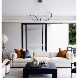 Φωτιστικό κρεμαστό μοντέρνας γραμμής LED CORDOBA BLACK CCT 106W από αλουμίνιο και ασύρματο controller
